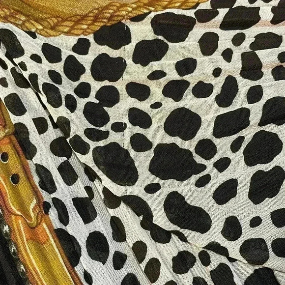 Fashion Bug 1X Animal Print Bell Sleeves Chain Link Print Crinkle Blouse - Picture 8 of 9